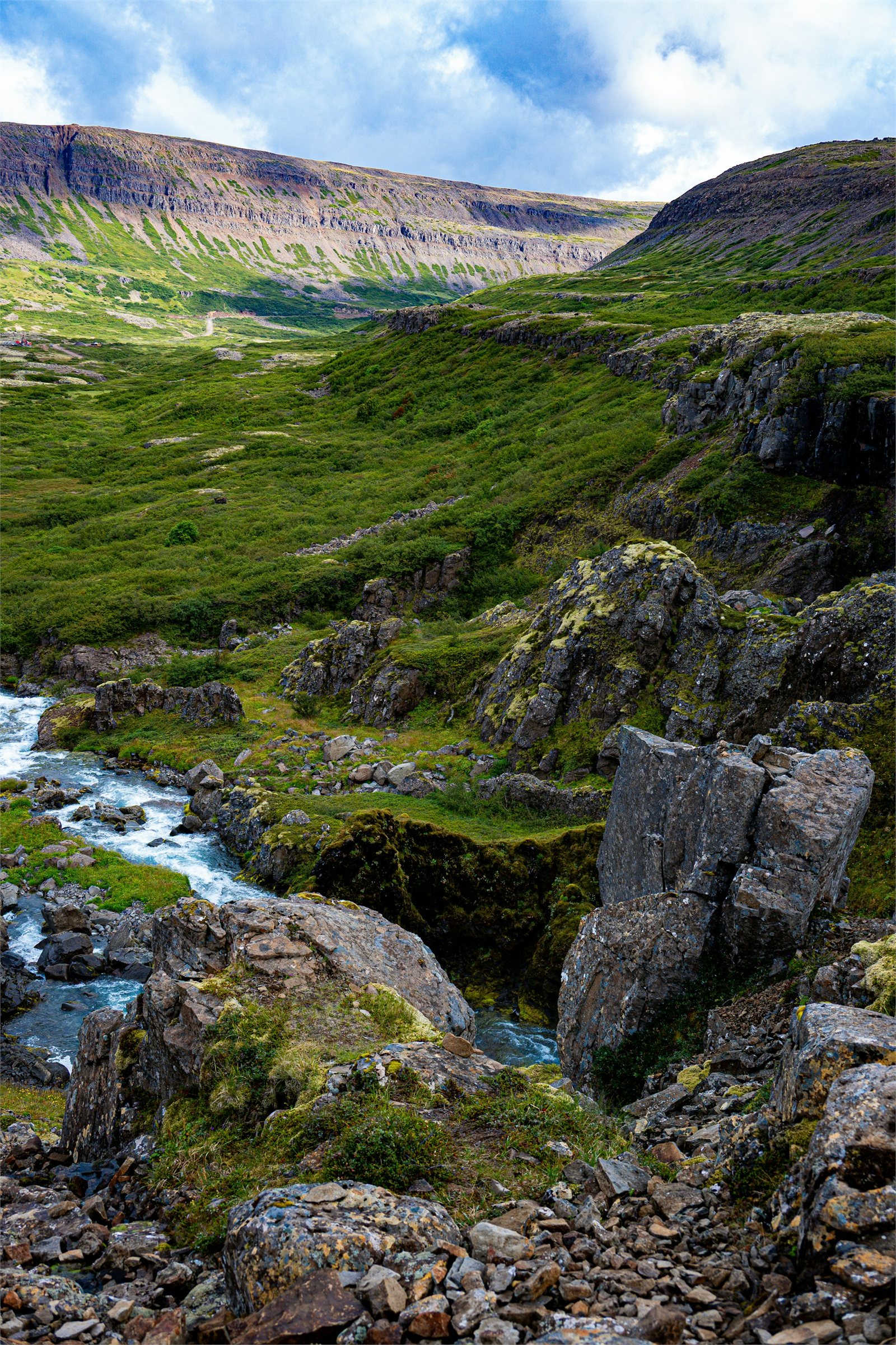 Dynjandi waterfall area in the Westfjords of Iceland
