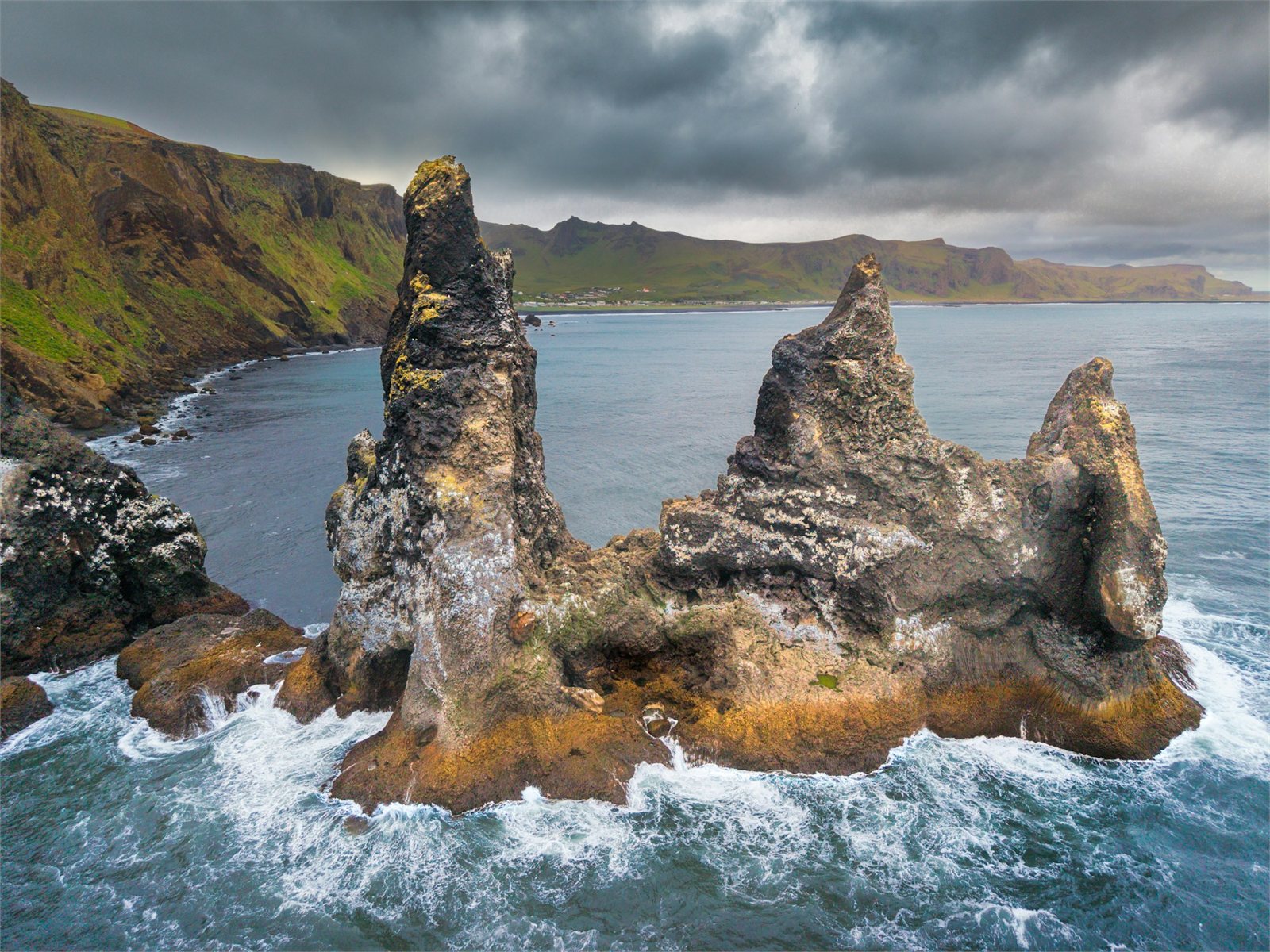 Reynisfjall and sea stacks on Iceland's South Coast