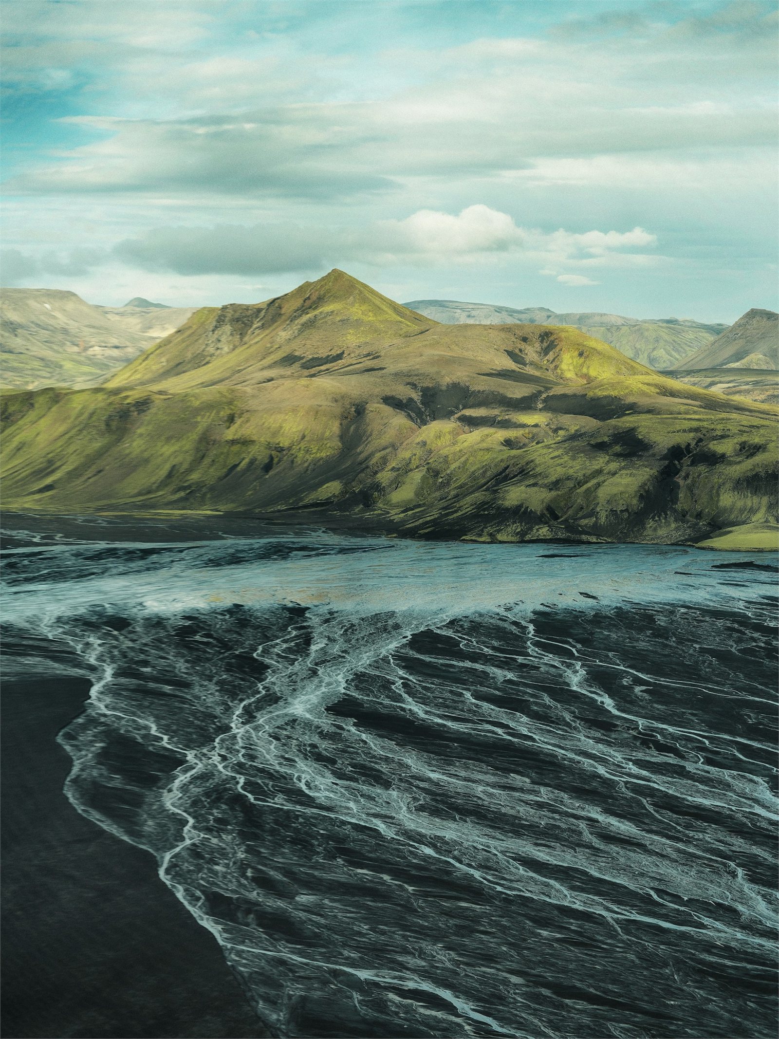 Mælifell mountain and braided river landscape in the Icelandic Highlands
