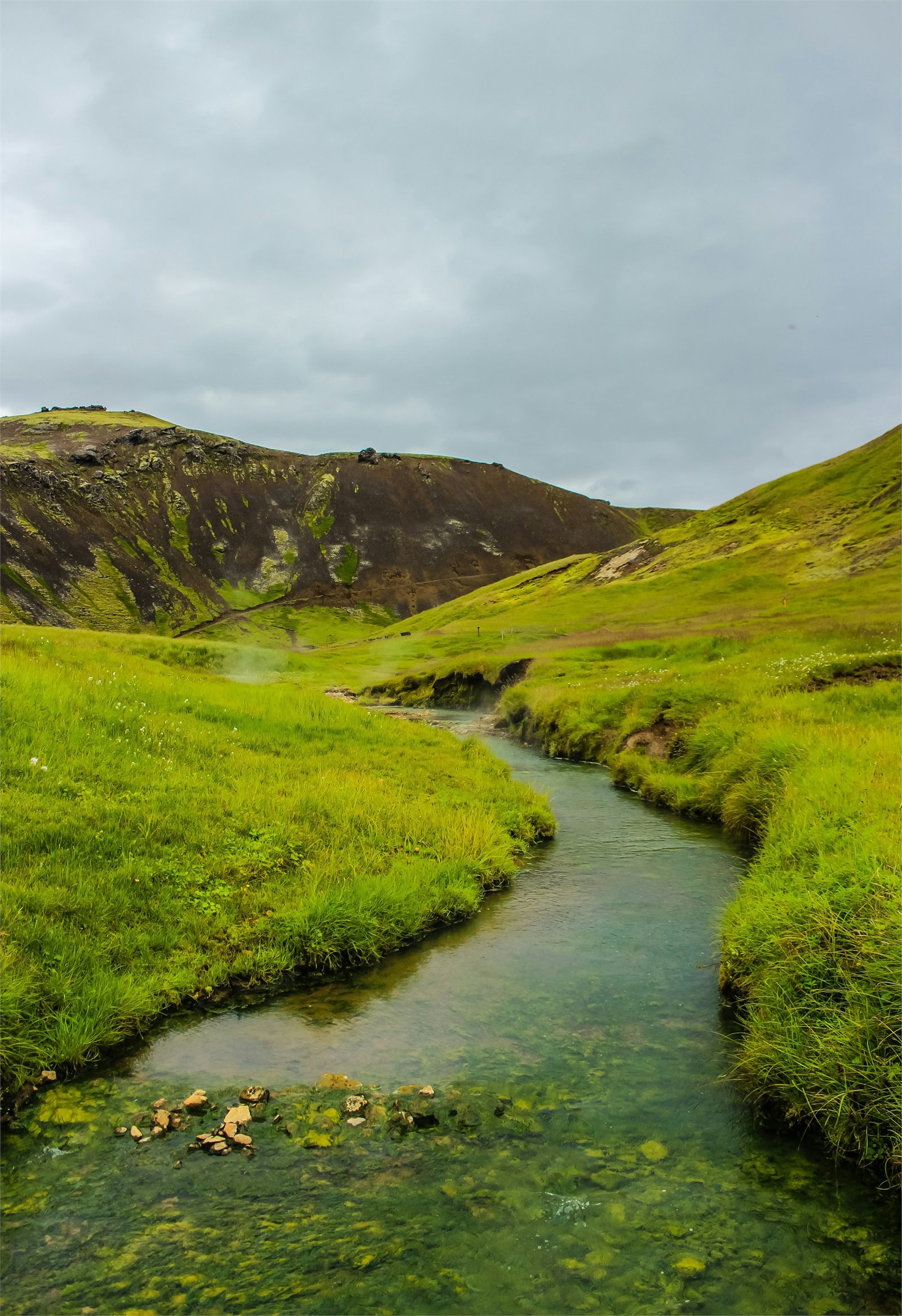 Reykjadalur hot spring thermal river near Hveragerði, Iceland